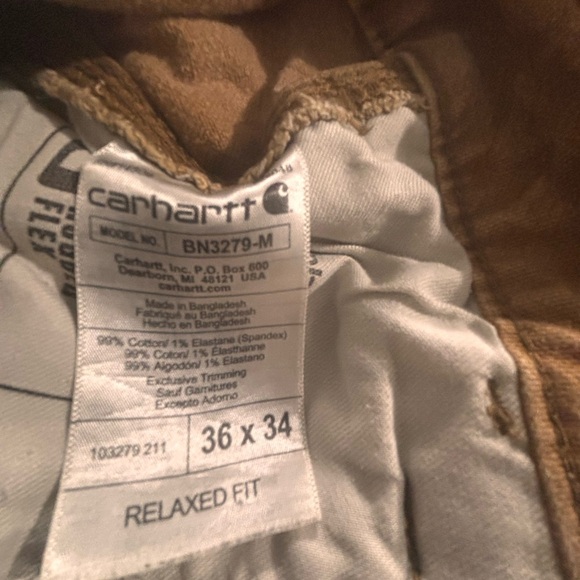 COPY - Carhartt Men's Tan Work Pants 36x34
Rugged Flex Relaxed Fit 
Model BN327… - Picture 6 of 7